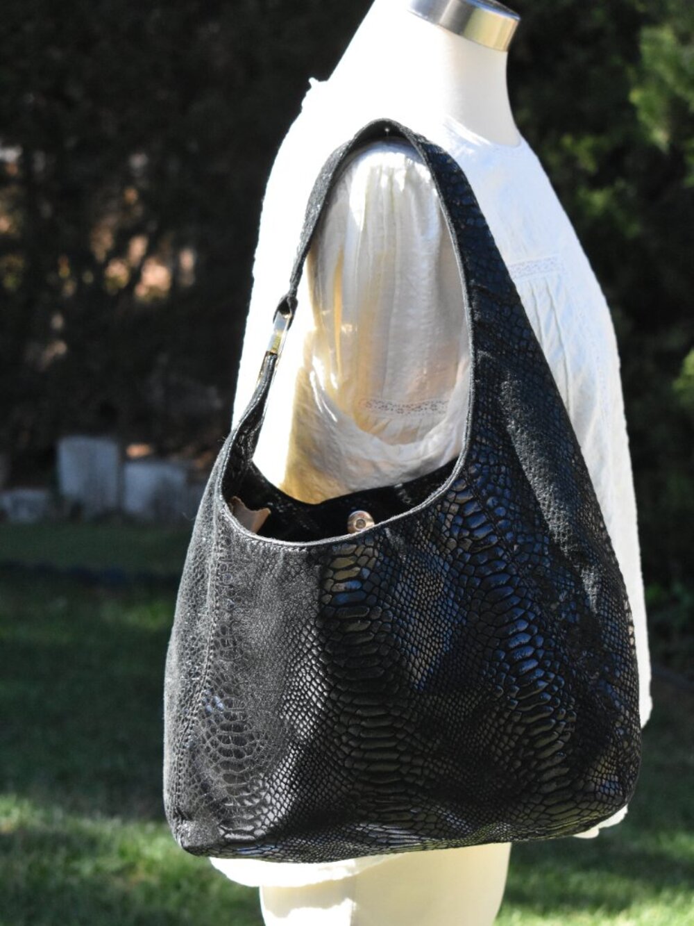 Michael Kors Black Rattlesnake Print Hobo Shoulder Bag - Picture 6 of 12
